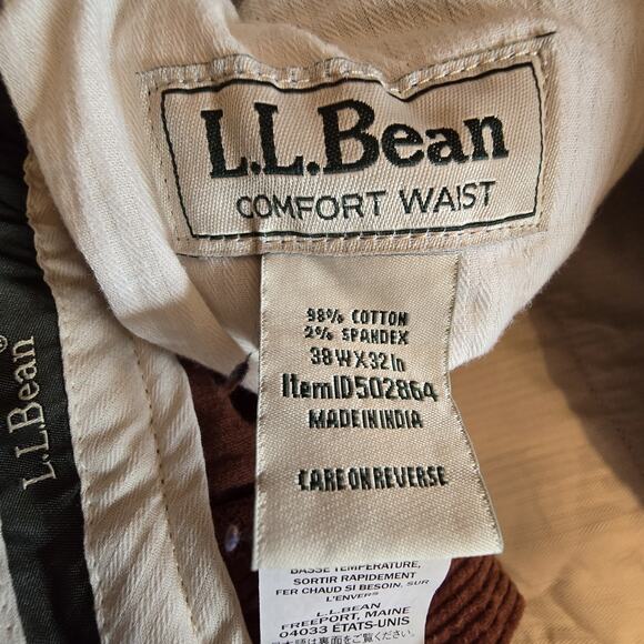 LL Bean Comfort Waist Straight Corduroy Pants Mens 38wx31L Brown Preppy 502864 - Picture 8 of 16